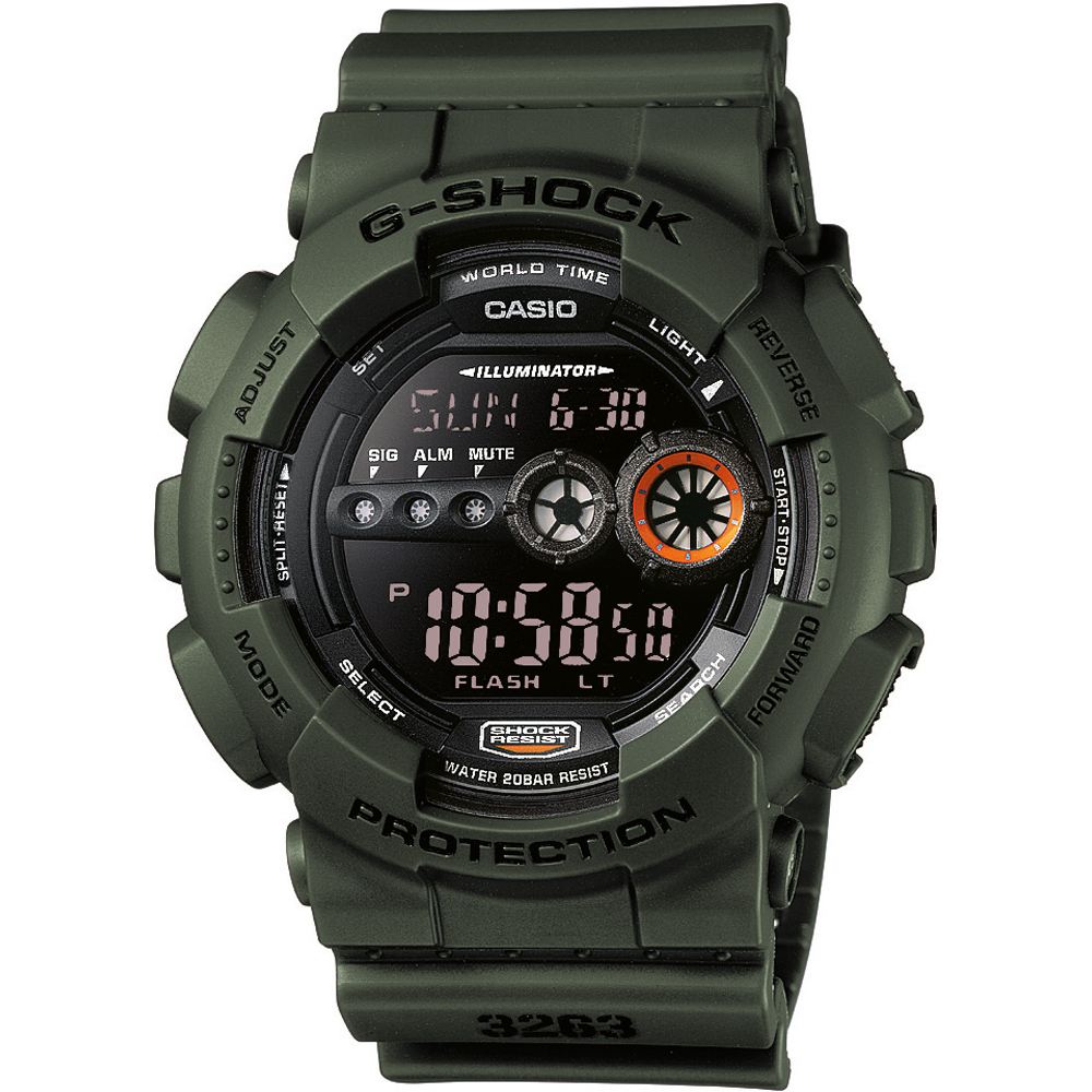 Reloj G-Shock Classic Style GD-100MS-3ER World Time - Military Stealth