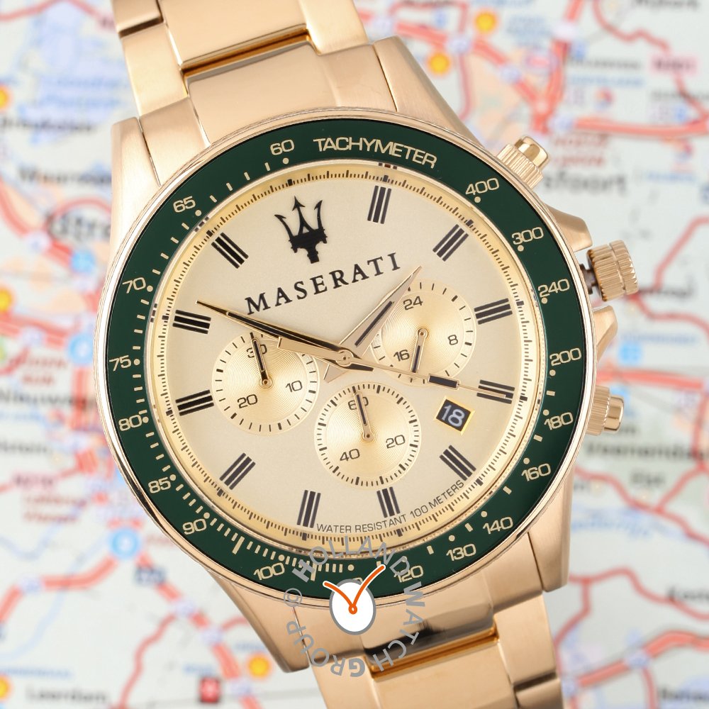 Reloj Maserati hombre R8873640005 Sfida acero inoxidable multifunción  dorado