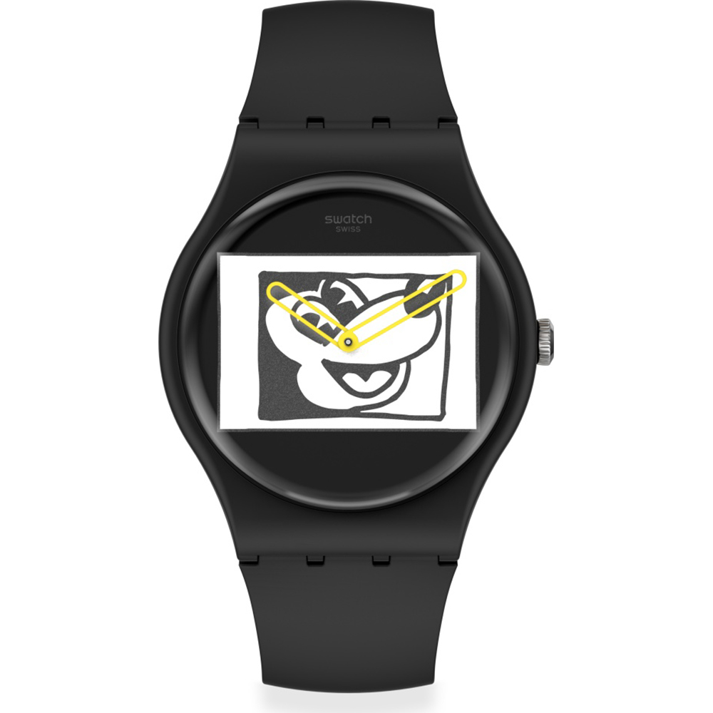Reloj Swatch NewGent SUOZ337 Mickey blanc sur noir