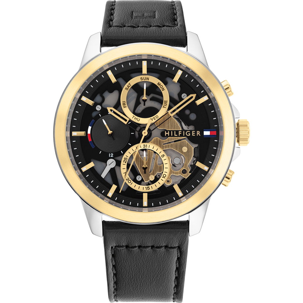 Tommy Hilfiger 1791137 reloj deportivo de dos tonos de hombre de acero  inoxidable con correa de cuero